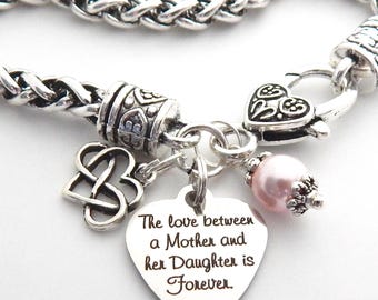 Gift for Mother Mom Bracelet MOTHER DAUGHTER Bracelet, Infinity Mom Jewelry Sweet 16 Gift, Feather Daughter Git Gift for Daughter from Mom