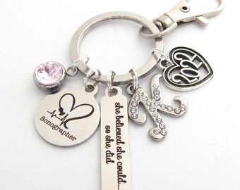 SONOGRAPHER Graduation Gift, Ultrasound Technician Sonography Graduate Keychain, Ob gyn Sonography Jewelry, Medical Sonogram