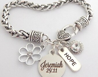 Jeremiah 29:11 Scripture Jewelry, Bible Verse Bracelet, RELIGIOUS GIFT, Prayer Jewelry, CHRISTIAN Jewelry, Encouragement Gift Faith Strength