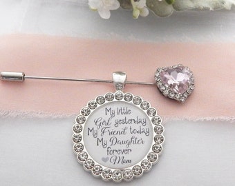 BRIDE gift From MOM, WEDDING Bouquet Charm Blush Pink Bridal Bouquet Charm, Unique Wedding Gift Bride, Pink Heart Mother Daughter New Mom l