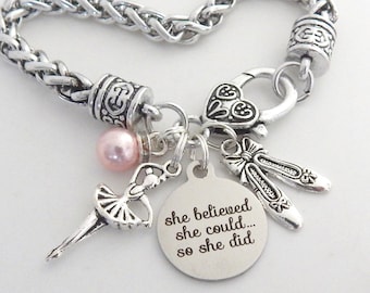 Personalized BALLET BRACELET, Daughter Dance Recital Gift, Niece gift, Dancer Jewelry, Dance Teacher, Ballet lovers, Goddaughter Keepsake