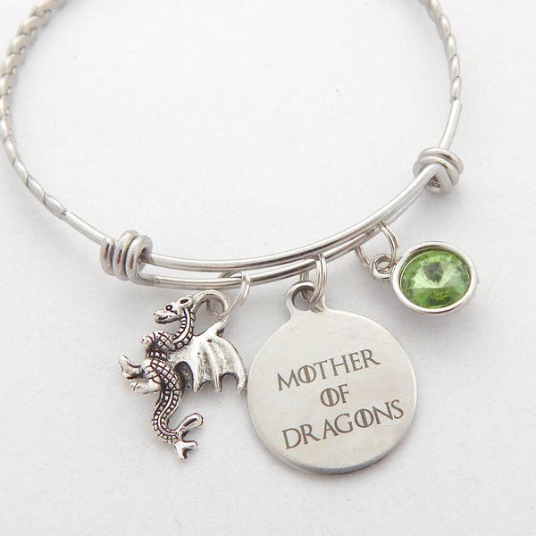 Mother of Dragons Bracelet, Cute Dragon Jewelry, Dragon Gift, Fantasy Bracelet, Silver dragon jewelry, Dragon Charm, Mythical Jewelry