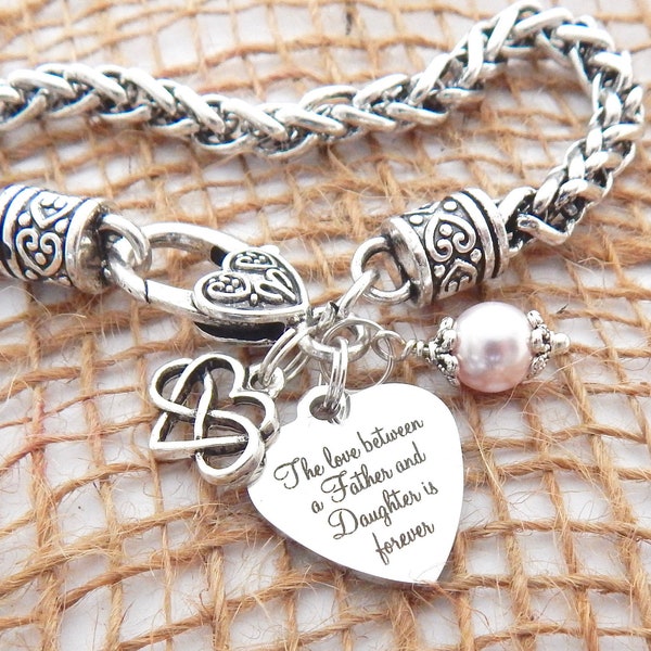 FATHER DAUGHTER Bracelet, Gift for Daughter, Daddy Daughter Gift, the love between father and daughter charm bracelet, Sweet 16 Gift