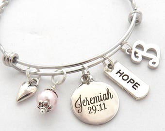 Scripture Jewelry-Bible Verse Bracelet- Jeremiah 29:11 For I know the plans I have for you Inspirational Bracelet Baptism Communion Hope