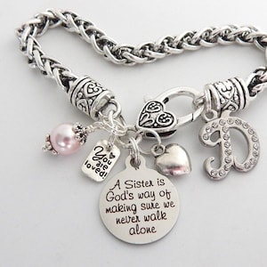 Sister Gift, Personalized Sister Bracelet, Maid of Honor SISTER Jewelry, Big Sister Little Sister, Stepsister, Twin Sister, God Sister Quote