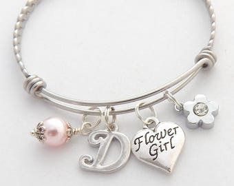 FLOWER GIRL boda pulsera-flor chica bangle-pequeña chica pulsera-flor chica boda regalo-flor niña regalo-niños dainty pulsera