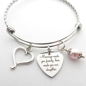 PERSONALIZED Engraved gift for DAUGHTER In Law Wedding Bracelet, Engraved Gift for Bride, Step Daughter Gift New Daughter Mother in Law