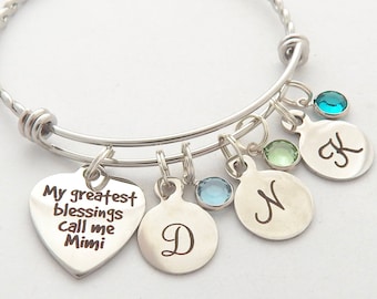 Mimi Bracelet with birthstones, Personalized Mimi Jewelry, Gifts for Mimi, My greatest Blessings Call me Mimi-Cyber Sale-Gift from grandkids