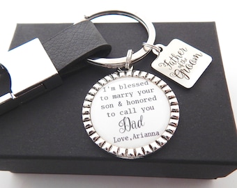 Wedding gifts for DAD WEDDING KEYCHAIN-Father in Law gift from Bride-Father of Groom-Gift from Daughter in Law-from Groom Leather Keychain