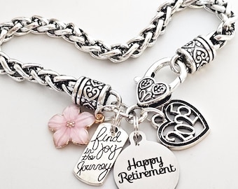RETIREMENT GIFTS for Women-2026 Retirement Bracelet-Co Worker Appreciation-Retirement Jewelry-Find the Joy Journey Congratulations Gift