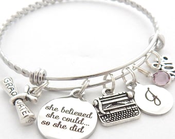 Journalist Graduation Gift-Writers Gift Jewelry-English Degree Bracelet-Gifts for Journalists-Author Gift- Gifts for Editors-Publishers gift
