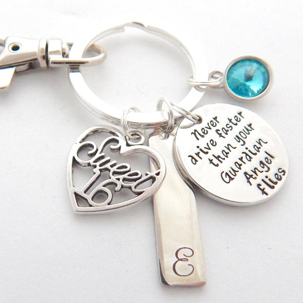 Sweet 16 Keychain-!6th Day Gift-Dont Text and Drive-Guardian Angel Keychain-Sweet 16 Gift--New driver-Sweet 16 gift ideas--Sweet 16 jewelry