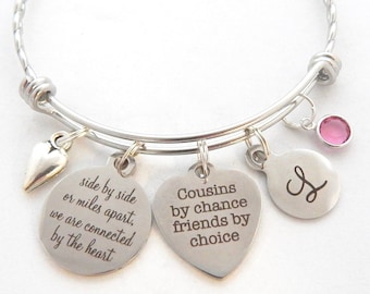 Cousin Gift-Gifts for Cousin-Cousin Bracelet-Cousin Jewelry-Friendship-Cousin Quote-Friends by choice- Long Distance Connected by heart