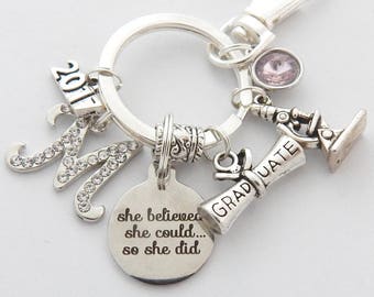 Personalized Biologist KEYCHAIN, Biology Gift, she believed she could Keyring, Microscope Keychain, Marine Biologist Gift, Science graduate