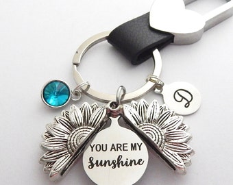 You are my Sunshine Personalized SUNFLOWER Pendant, Sunshine Keychain, Gifts for Her, Gifts for Women, Flower Keychain Pendant Custom Gifts