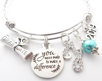 Class of 2026 Graduation Gift-gifts for her -Graduation bracelet-Gifts for Graduate-You were made to make a difference-inspirational gift