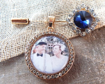 Brautstrauß-Gedächtnis-Charm, etwas Blaues für Braut, Hochzeit, Foto-Charm, einzigartiges Geschenk vom Bräutigam, weiße Hochzeitstradition, alter Charm, Sixpence