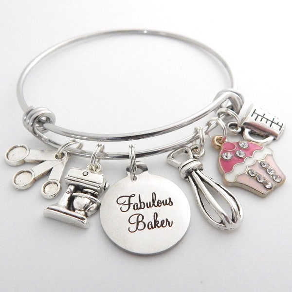 Baker Gifts-BAKING Bracelet-Chefs Gifts-Culinary student gift, Culinary school Graduation-Bake lover Gift-cupcake-Baking Jewelry-Patisserie