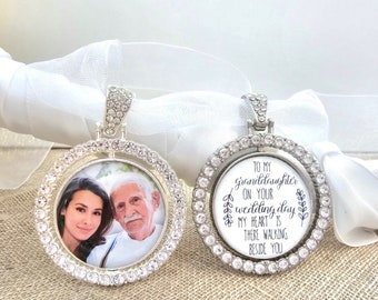 Grandpa Memorial Photo Charm Wedding Gift Granddaughter Gift for Wedding Day DIY Bouquet memory Charm Grandfather Granddaughter Quote