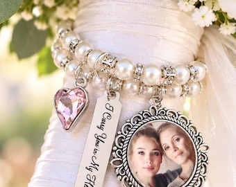 Regalo para la novia / Colgante para ramo de novia con foto / Broche de recuerdo nupcial / Regalo conmemorativo
