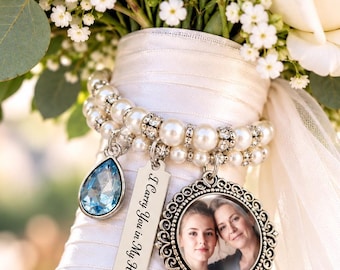 Colgante personalizado para ramo de novia con foto / Broche de recuerdo nupcial / Regalo conmemorativo