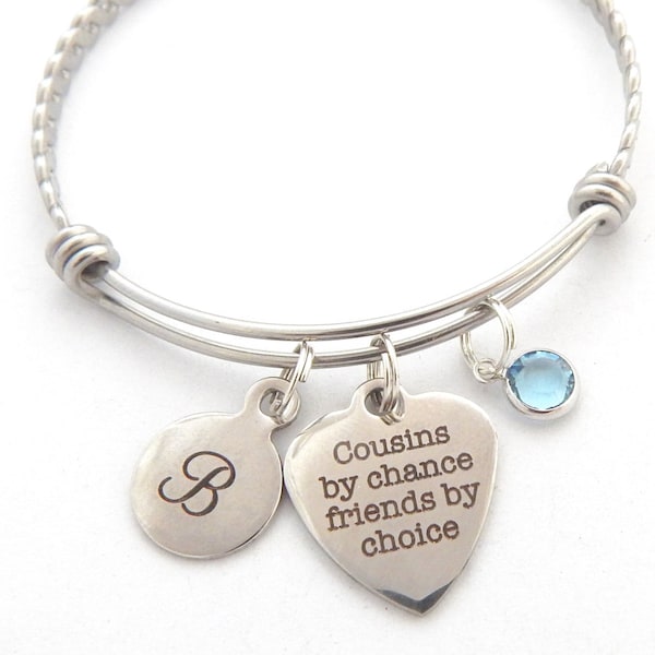 Cousin Gift, Gifts for Cousin, Cousin Bracelet, Cousin Jewelry, Friendship, Best Friend Gifts, Friends by choice, Initial Gifts Big Cousin