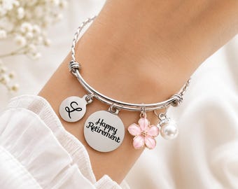 Pulsera de jubilación - Pulsera con dije de feliz jubilación - Joyería de jubilación - Regalo de felicitación - Regalo de jubilación para compañeras de trabajo