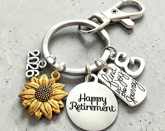 Retirement Keychain Gift for Women Happy Retirement Charm Coworker Leaving Nurse teacher Present Personalized