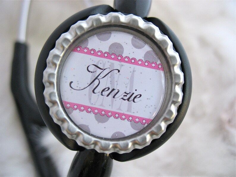 Personalized STETHOSCOPE ID TAG Jewelry Bottle Cap Charm Name Etsy