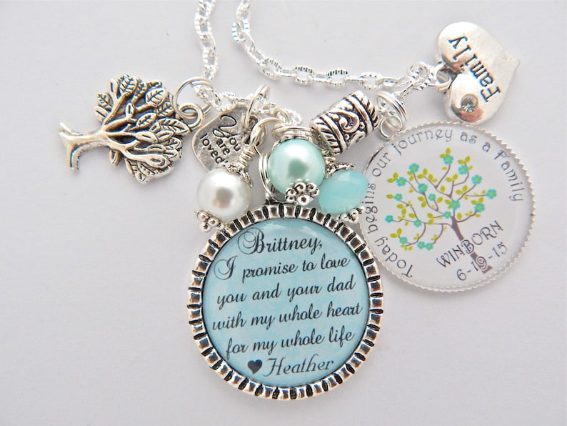 Half Sister Gift Personalized Family Jewelry-Family Gift BLENDED FAMILY Wedding STEPDAUGHTER Gift-Family Jewelry Marriage made you family