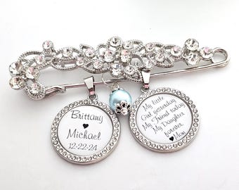 Bridal Bouquet Charm Custom Bridal Pin, Something Blue Wedding Charm Daughter Wedding Gift For Bride, Today a Bride father daughter Gift