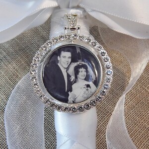 Bridal Bouquet Memorial Charm Wedding Gift for Bride Bouquet Memory Charm for Family Photo Something Blue PHOTO Frame Groom Gift For Her image 8