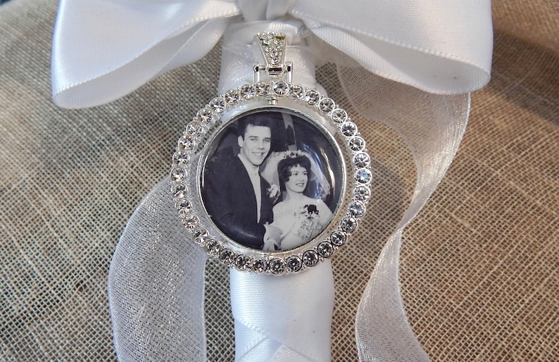 Bridal Bouquet Memorial Charm Wedding Gift for Bride Bouquet Memory Charm for Family Photo Something Blue PHOTO Frame Groom Gift For Her image 8