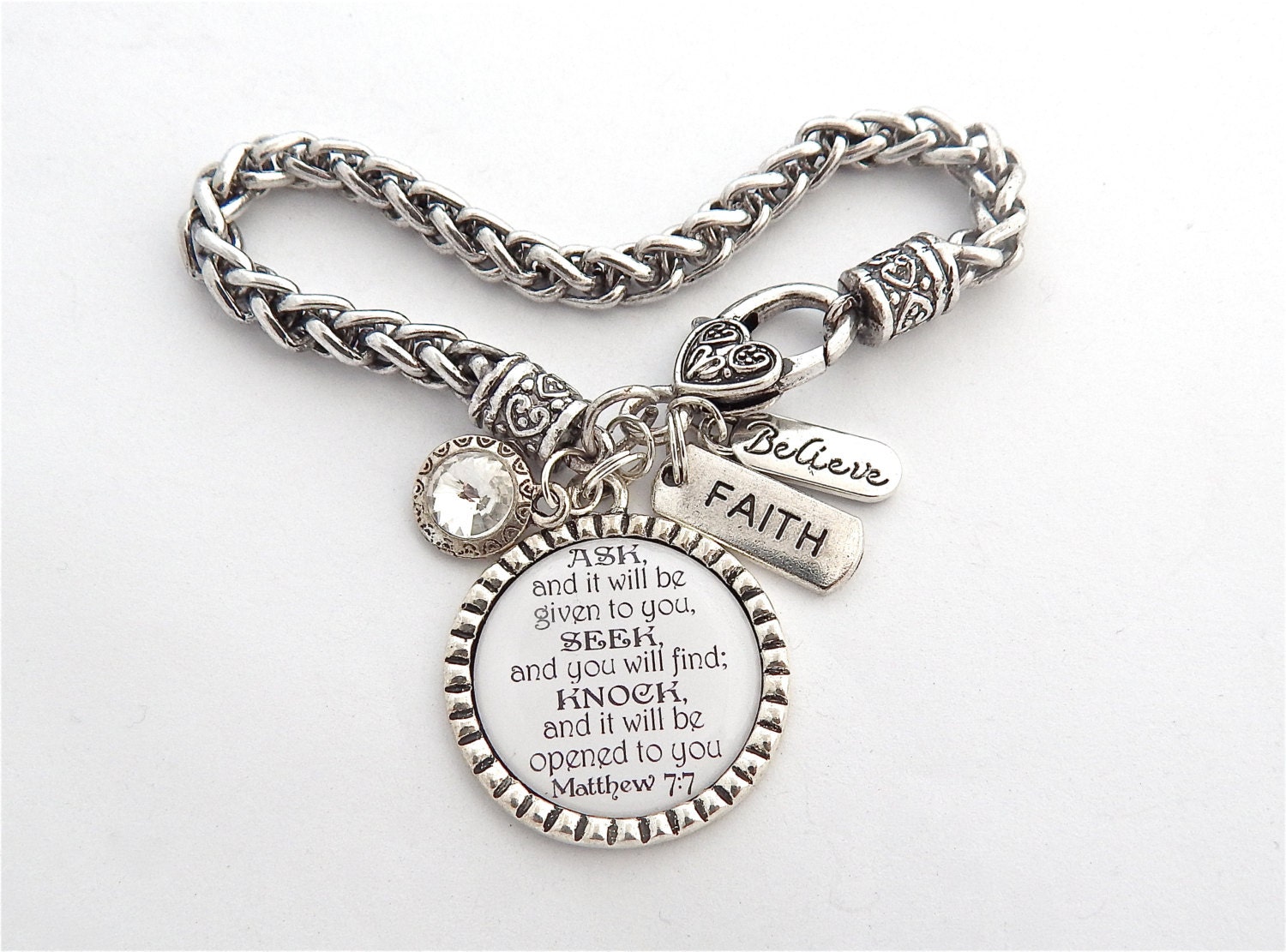 Bible Verse Charm Bracelet Scripture Jewelry Encouragement Etsy