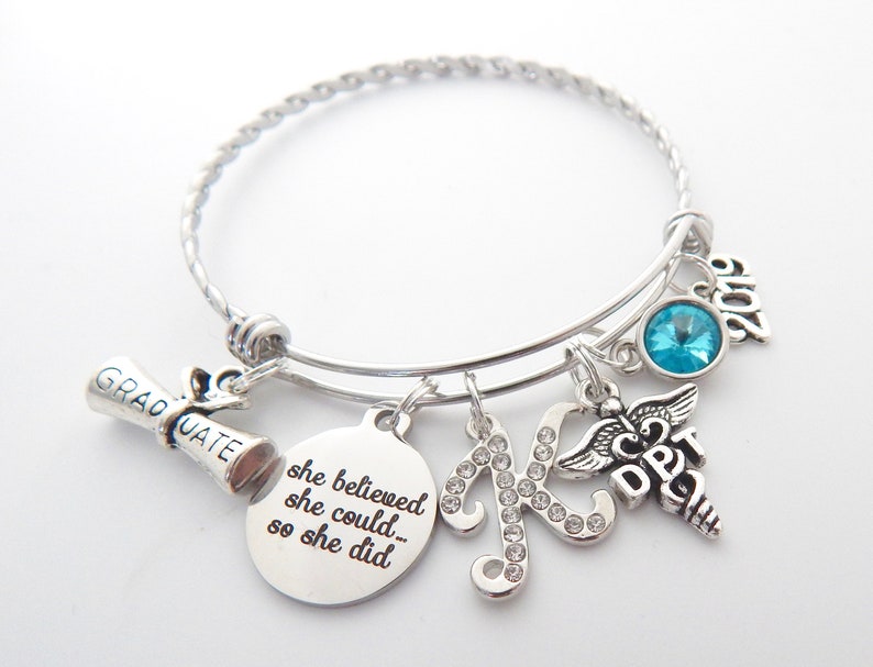 DPT Graduate Gift-Doctor of Physical Therapy Graduation Bracelet,-Physical Therapist Jewelry-Doctor Grad-Medical Charm Bracelet-DPT Gift