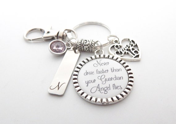 Personalized Sweet 16 New Driver Keychain-Guardian Angel Keychain-Sweet 16 Gift-New Driver Keychain-gift ideas Driver-Driver Gift for her