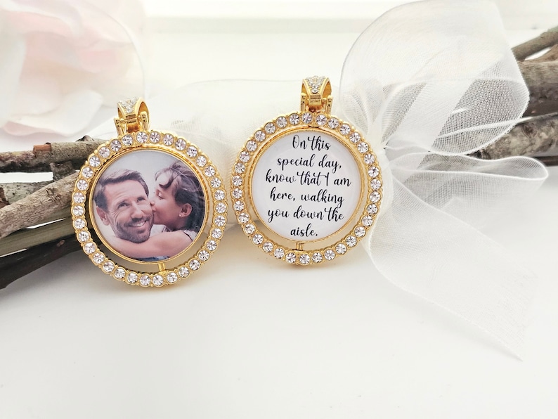 Bridal Bouquet Memorial Charm Wedding Gift for Bride Bouquet Memory Charm for Family Photo Something Blue PHOTO Frame Groom Gift For Her image 9