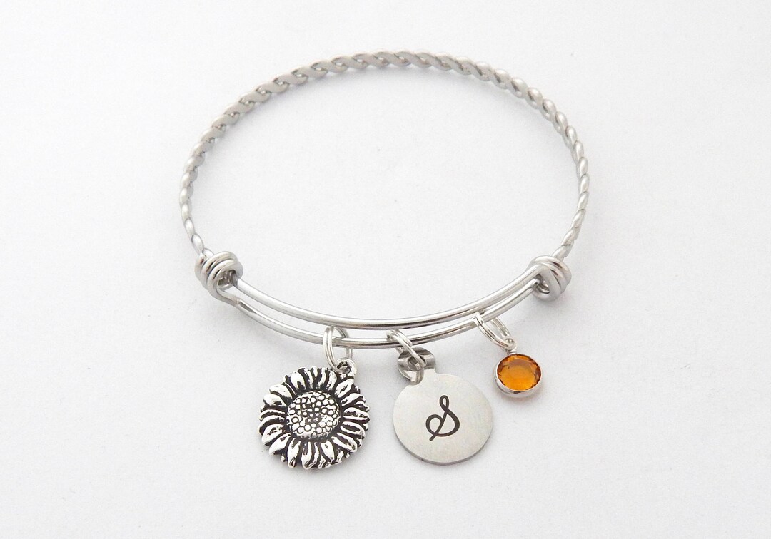 Sunflower Charm Bracelet Sunflower Jewelry Flower Jewelry Etsy