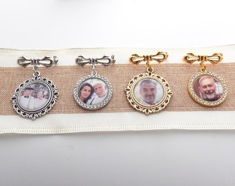 Cadeau boutonnière pour le marié, épingle commémorative en mémoire de maman et papa, épinglette photo personnalisée, épinglette, épingle photo, épingle funéraire, photo grand-père