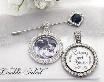 Personalized Bridal Bouquet Charm Custom Wedding Gift Elegant Charm for Bridal Flowers Memory Charm Photo Bouquet for Her Wedding Keepsake