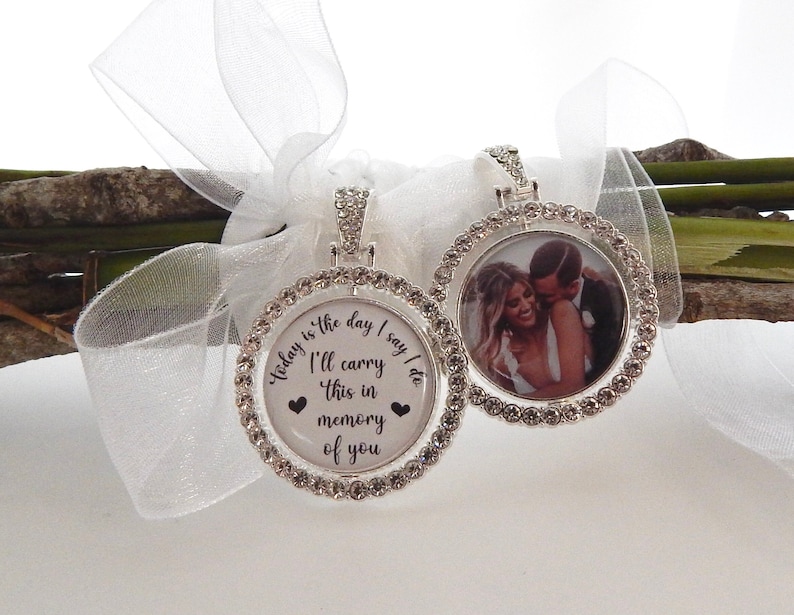 Bridal Bouquet Memorial Charm Wedding Gift for Bride Bouquet Memory Charm for Family Photo Something Blue PHOTO Frame Groom Gift For Her image 3