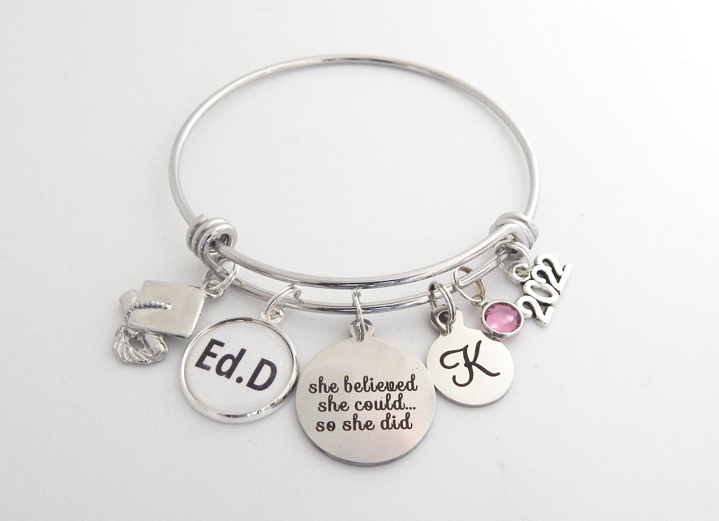 ED.D Gift, Doctor of Education, Ed d Graduation Doctorate Bracelet, PERSONALIZED Ed.d Jewelry, PH D Grad, University English Major Graduate