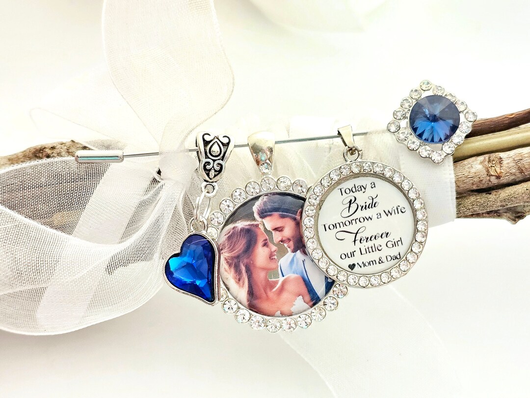 Gift for Daughter Wedding Day Something Blue for Bride Wedding Bouquet PHOTO Memorial Memory