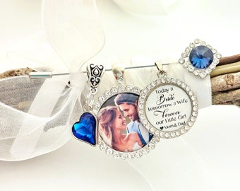 Gift for Daughter Wedding Day Something Blue for Bride Wedding Bouquet PHOTO Memorial Memory Charm Gift for Bride Accessory for Bouquet