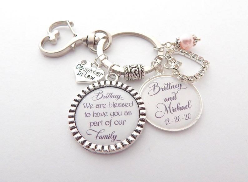DAUGHTER In Law Gift-Personalized BRIDAL Bouquet Charm-Gift to BRIDE-Future Daughter in Law Wedding Gift Blessed Gifts-Bouquet Charm image 2