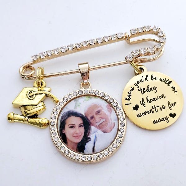 Personalized Photo 2026 Graduation Cap Memorial Tassel Picture Lapel Pin, Class 2026 Graduation Pinning Grad Cap Gown Charm Ceremony pin