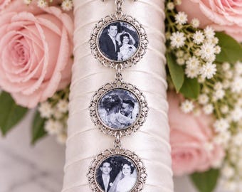 Regalo para la novia: dije personalizado para ramo de novia con foto, broche personalizado para ramo de novia con foto, boutonniere para el novio, regalo azul para la novia, recuerdo de boda.