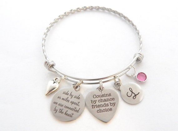 Cousin Gift Gifts for Cousin Cousin Bracelet Cousin Jewelry Friendship Cousin Quote Friends by choice Long Distance Connected by heart