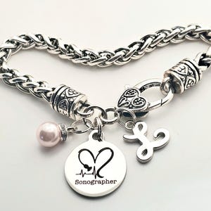 Sonographer Bracelet, Heartbeat Charm Jewelry Gift for Ultrasound Techs and Healthcare Professionals Sonography Graduation Medical Sonogram