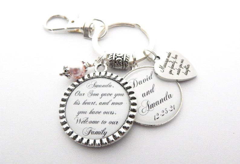 DAUGHTER In Law Gift-Personalized BRIDAL Bouquet Charm-Gift to BRIDE-Future Daughter in Law Wedding Gift Blessed Gifts-Bouquet Charm image 1